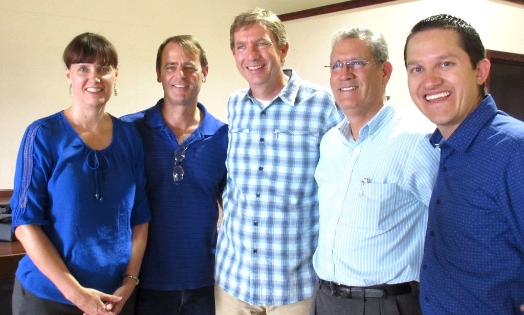 From left: Serena and Mark Dunbar, Scott Allen, and Mauricio Fernandez, a local pastor.