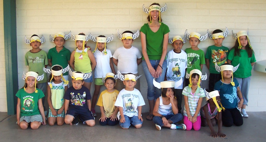 Desert View is a Title 1 school, meaning it receives extra funding from the US federal government because it has a large concentration of students from low-income families. Here, one class is celebrating school-spirit day by dressing like the mascot: Norsemen. 