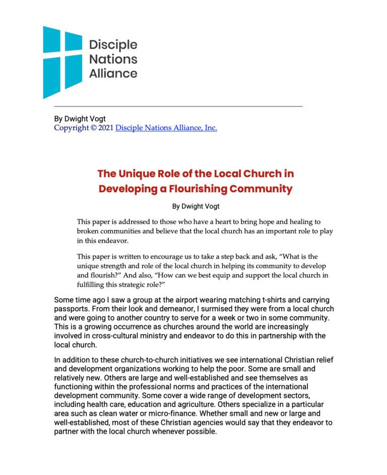 The Unique Role of the Local Church in Developing a Flourishing Community